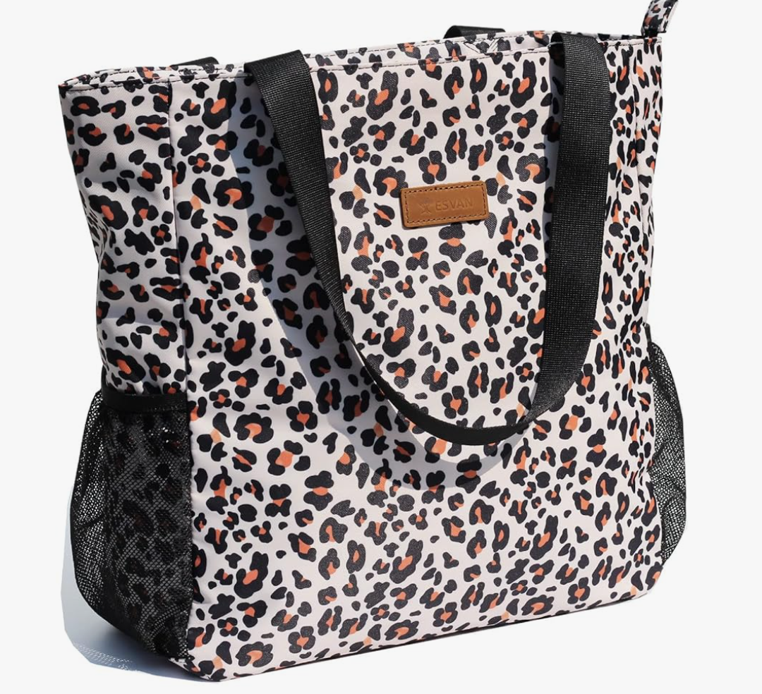 ESVAN Original Floral Water Resistant Large Tote Bag Shoulder Bag for Gym Beach Travel Daily Bags Upgraded