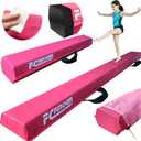 6FT Folding Balance Beam for Kids ages 3-15- Foldable Gymnastics Floor Beam,Anti-Slip ,Carrying Bag, Faux Suede Covered,EVA foam,Gymnastics Equipment for Kids Training At Home,School, Gym Center, Pink