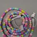 Beaded Phone Charger, USB C Cable for iPhone Charging Cord, 4 in 1 Beaded Charging Cable, 66W Chubby USB A Type C iOS Cable, 3.3FT Stylish Durable Multicolored Fast Charging Cable (Rainbow)