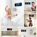 17.2" Large Digital Wall Mount Clock, Count Down Timer, Alarm, Big LED, 11 RGB Color, Temperature for Living Room Classroom Desk, Xmas, Birthday Gift for Senior Mom Dad (Rectangle)