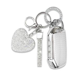 Key Fob Cover with Heart Keychain, Car Key Shell Compatible with Kia 2020-2022 Soul 2019-2021 Forte 2020-2021 Telluride K5 2021-2022 Seltos NIRO Sportage Sorento Protector (Silver)