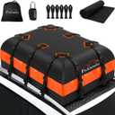FIVKLEMNZ Rooftop Cargo Carrier - 21 Cubic Waterproof Roof Top Cargo Bag for All Cars SUVs with/Without Rack, Heavy Duty 840D Car Roof Bag with Anti-Slip Mat, 10 Reinforced Straps, 6 Door Hooks & Lock