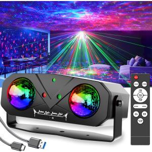 Party Disco Ball, Dj Disco Light Strobe Dance Sound Activated with Remote Control Stage Rave Karaoke Light Ocean Star Projector for Club Dancing Parties KTV Christmas Halloween Birthday Glow Party