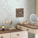 Peel and Stick Wallpaper Modern Beige and Blue Bird Wall Paper Self Adhesive Removable 17.3" x 393" Blue Botanical Wallpaper Boho Contact Paper for Bathroom Bedroom Art Decor Vinyl Roll