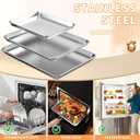 Baking Sheet Set of 3, Stainless Steel Cookie Sheets Baking Sheet Pan, 10.5/12.4/16 Inch, Thicker and Firmer Baking Pans Set, Non-stick, Non toxic & Heavy Duty & Easy CleanDishwasher Safe
