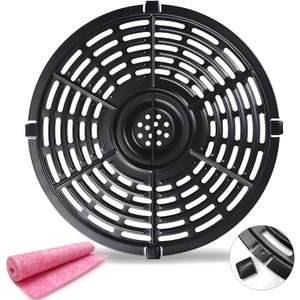 Air Fryer Replacement Parts Tray, Upgraded 5.0QT Round Grill Crisper Plate Non-Stick Coating Air Fryer Accessories Rack with Rubber Bumpers fir for Gowise Chefman Dash PowerXL etc., Dishwasher Safe