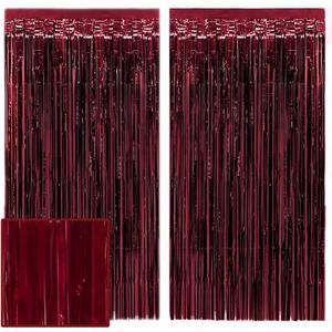 xo, Fetti Burgundy Red Party Curtain - Set of 2 | Bachelorette Fringe Decorations, Cute Birthday Photo Booth, Party Backdrop, Wine Bday Supplies