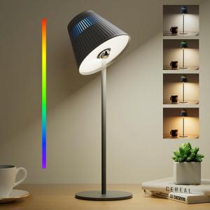 Honeywell Cordless Table Lamp Rechargeable, M1 Sunturalux Portable LED Desk Lamp 5200mAh Battery Operated 4Color 9RGB Dimmable Touch Control Night Light for Restaurant Living Bedroom Bedside Lamps
