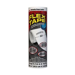 Flex Tape, Original Thick Flexible Rubberized Waterproof Tape - Seal and Patch Leaks, Works Underwater, Indoor Outdoor - Home RV Roof Plumbing and Pool Repairs, White, 12 in x 10 ft, Pack of 1