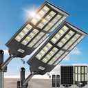 OKPRO 9000W Solar Street Lights Outdoor, IP66 Waterproof Commercial Solar Powered Flood Light with Motion Sensor & Remote, Dusk to Dawn Security Lighting for Yard, Farm, Parking Lot, Garage (2Pack)