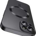 Magnetic for iPhone 14 Plus Case [Compatible with MagSafe][Built-in Camera Lens Protector] Slim Soft Silicone Bumper Shockproof Metallic Luster Phone Case (Black)