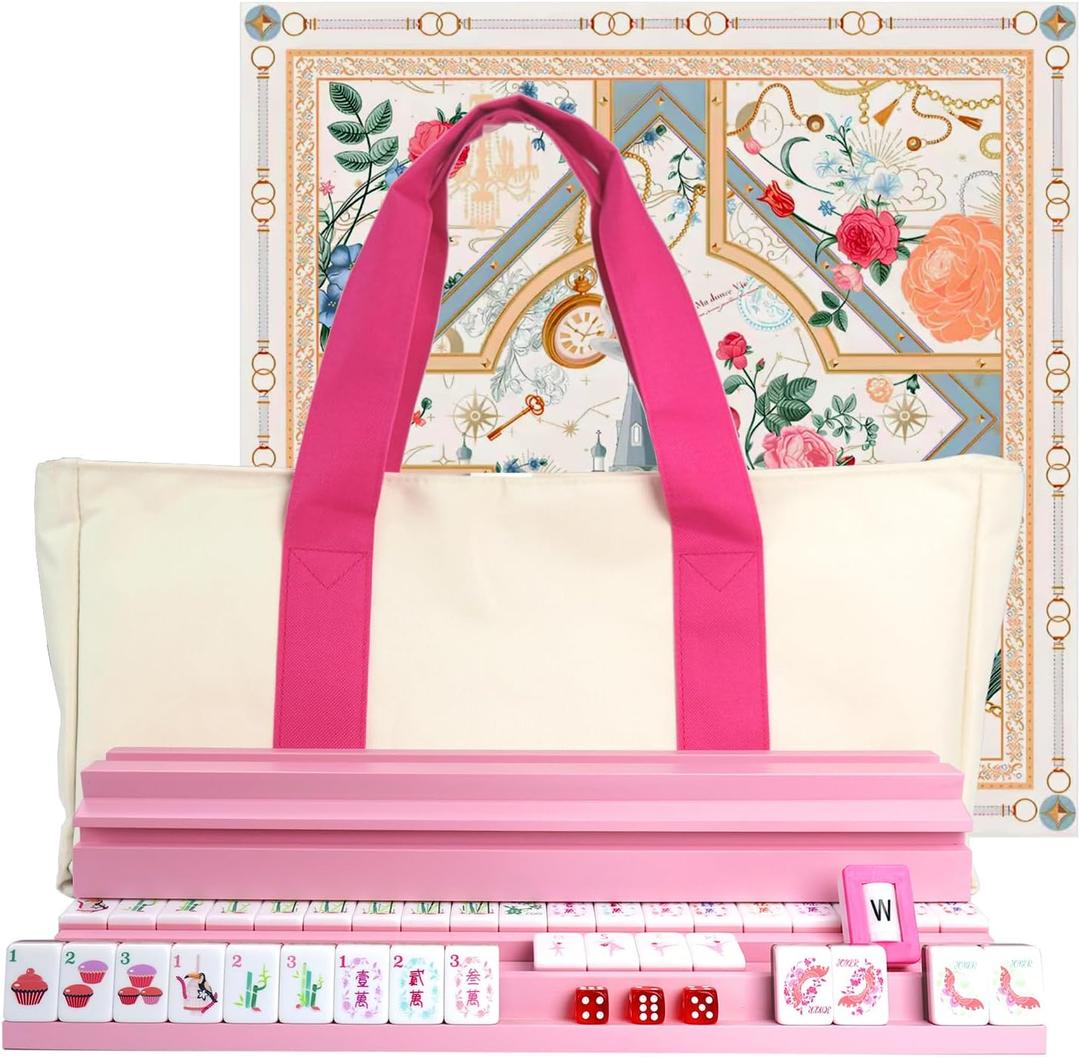 American Mahjong Game Set, Portable Carrying Bag,Acrylic 160 Tiles,Western Mahjong Tiles Set,Complete Ma Jong Set (Purple)