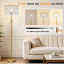 Upgraded Dimmable Crystal Floor Lamps for Living Room, 1000LM LED Bulb Included, Standing Lamp with Knob Switch, Tall Gold Pole Light for Bedroom Nursery Office Corner Reading