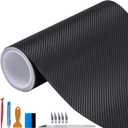 LZLRUN 3D Black Carbon Fiber Vinyl Wrap Roll with Air Release - Outdoor Rated for Automotive Use - 4ft x 10ft
