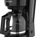 BLACK+DECKER 12-Cup Coffee Maker with Easy On/Off Switch, Easy Pour, Non-Drip Carafe with Removable Filter Basket, Vortex Technology, Black