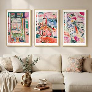 Large Framed Matisse Colorful Canvas Wall Art for Living Room, 3 Piece, 24"W x 36" H x 3Pcs