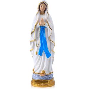 QIANLING 12Inch Lourdes Virgin Mary Statue - Hand Painted Virgin Mary Statue, Catholic Mother Mary Figurine, Blessed Madonna Our Lady of Grace, Altar, Prayer Room & Home Decor Religious Gift