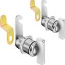 Cam Lock Thumb Operated Offset, 1-1/8 Cabinet Locks 2PCS RV Compartment Lock, RV Storage Locks Replacements Keyless Non-Locking Fits on Camper, Vehicles, Files Drawers (1-1/8 Inch 2Pcs)