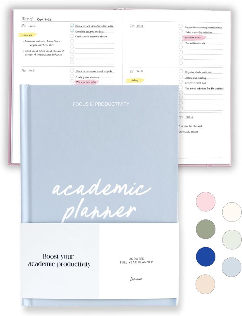 Lamare Academic Planner 2026-2027 Undated Weekly College Student Planner for Homeschool, High School, College & Nursing Students