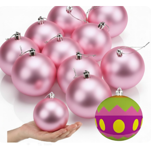 Zubebe Christmas Large Blank White Ball Ornaments, 3.15 Inch DIY Christmas Balls Pink Hanging Ornaments DIY Craft Activities for Tree Gift Box(12 Pcs)
