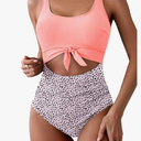 Eomenie Women's One Piece Swimsuit Tummy Control Slimming Bathing Suit Cutout Tie Knot Swimwear, size -L