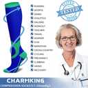 CHARMKING Compression Socks for Women & Men Circulation (3 Pairs) 15-20 mmHg is Best Support for Athletic Running Cycling (Large-X-Large, 20 Black/Rose Red/Blue)