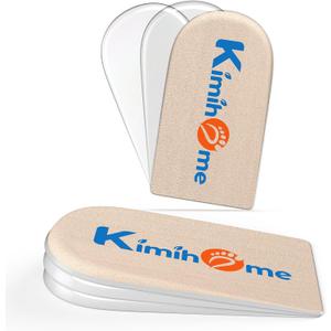 Heel Lift Inserts for Women Men - Kimihome Adjustable Gel Orthopedic Shoe Lifts Heel Cushion Pads for Heel Pain, Uneven Legs Leg Length Discrepancies Height Increase Insole (3 Layers, Size S) (Beige)