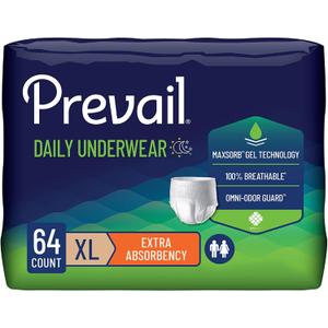 Prevail Daily Protective Underwear - Unisex Adult Incontinence Underwear - Disposable Adult Diaper for Men & Women - Maximum Absorbency - X-Large - 56 Count (4 packs of 14)