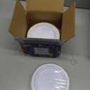 bUCLA 100Pieces Gold Plastic Plates - 6.25inch White with Gold Rim Disposable Salad/Dessert/Appetizer/Small Cake Plates Premium Hard - Ideal for Wedding, Party