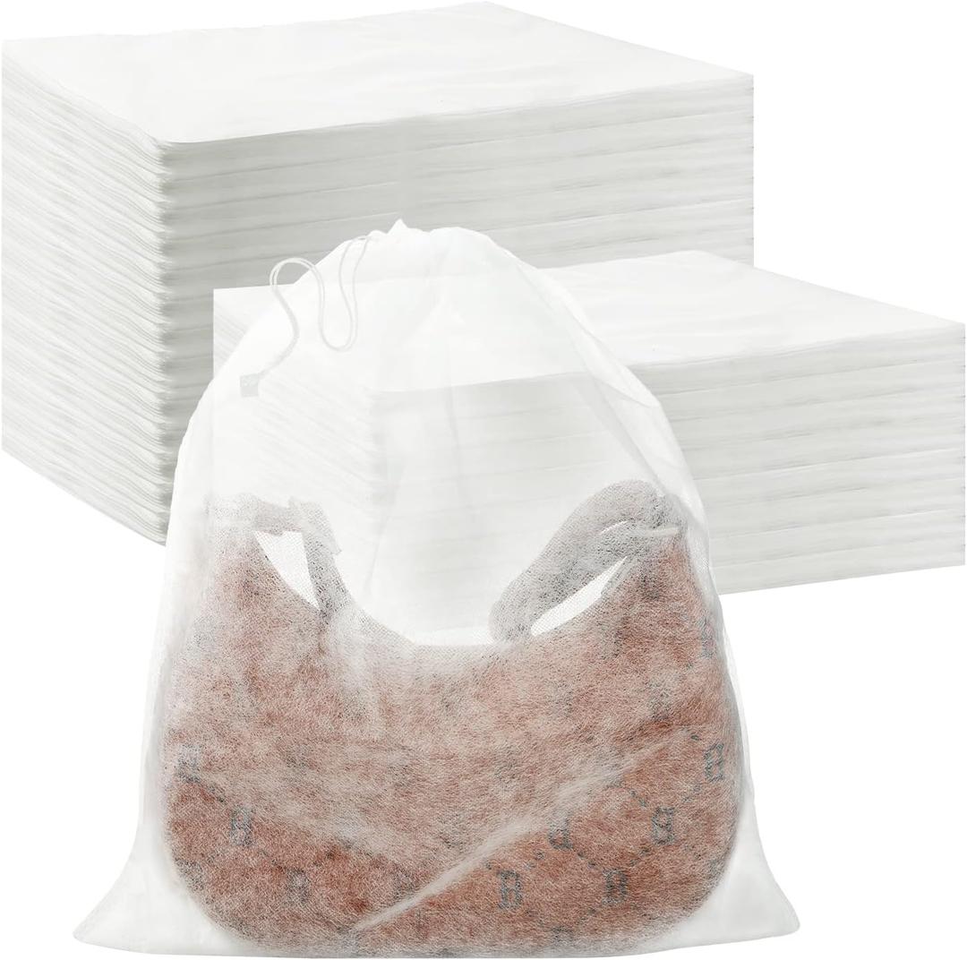 Berlune 100 Pcs Dust Bags for Purses Storage Bags for Handbags Non Woven Fabric Handbags Storage, Shoe Travel Package for Packing, Home Closet Organizer Dust Cover (15.7inx19.7in) (White)