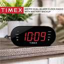 Timex T231G AM/FM Dual Alarm Clock Radio with 1.2-Inch Display and Line-in Jack (Gunmetal) (Black)