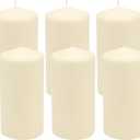 Stonebriar Unscented Pillar Candles 65 Hour Burn Time, Long-Lasting Wax Candles for Weddings, Holidays, Home Dcor & Special Events, Pack of 6, Ivory, 3" x 6"