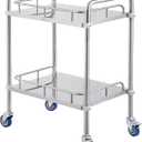 Lesolar Lab Rolling Cart, Stainless Steel Serving Cart 2 Layer Medical Dental Utility Cart with Swivel Wheels Mobile Clinic Cart Laboratory Equipment Metal Rolling Cart for Hospital Restaurant Hotel