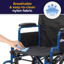 Drive Medical Blue Streak Lightweight Wheelchair - Portable Folding Mobility Aid - Swing-Away Footrests - Desk Arms - Durable Steel Frame - Easy Transport & Storage - 20-Inch Seat