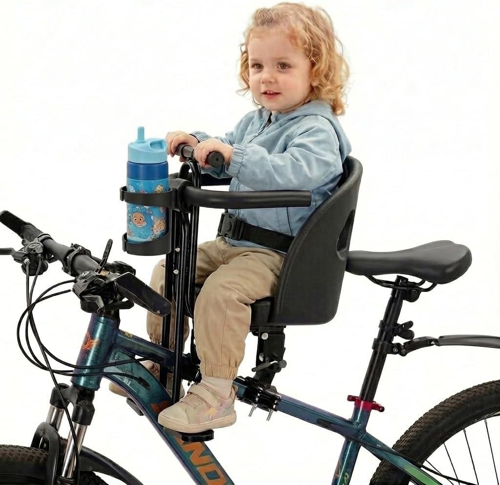 Kid's Bike seat ,Free water bottle holder for Baby 10 Months to 4 Years Old | Front Mount Child Bike Seat With 3 Modes And Surround Safety Rail, Perfect For Outdoor Fun And Short Family Rides, 0-8Y