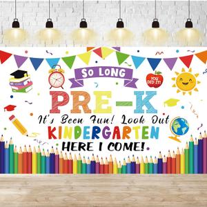 Large Pre K Graduation Banner, Preschool Grad Banner Backdrop, Pre-K Graduation Party Decorations for Indoor, Outdoor, Kindergarten Graduate Celebrations Supplies