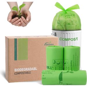 Compost Bags 4-5 Gallon with Handles Tie Extra Thick 0.78 Mils Wastebasket Liners Bags for Kitchen Bathroom Office US BPI ASTM D6400 and Europe OK Compost Home Certified