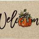 Artoid Mode Bow Tie Pumpkin Fall Welcome Doormat, Autumn Home Decor Low-Profile Switch Rug Door Mat for Indoor Outdoor 24x35 Inch (Beige)
