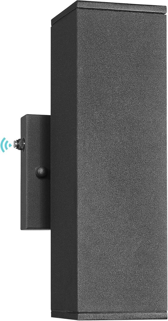 Ken & Ricky Dusk to Dawn Outdoor Lighting, Modern Exterior Wall Lights, Aluminum Waterproof, Black Up and Down Outdoor Porch Light with Glass Cover, KR3324-W-1PK-B (1Pack| Sensor)