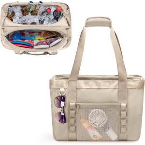 Yarwo Beach Bag for Women, Sandproof Swim Tote Bag with Cooler Compartment and Wet & Dry Pockets for Pool Cruise Vacation