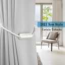 4 Pack White Strong Magnetic Curtain Tiebacks Outdoor Elegant Decorative Tie Backs Modern Rope Tiebacks for Drapes Window Curtain Holdbacks for Draperies