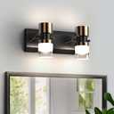 LED Bathroom Vanity Light Fixtures, 2 Light Black and Gold Wall Sconces Lighting, Modern Bathroom Light Fixtures, Led Wall Lamp for Mirror Living Room Bedroom Dressing Table Bar