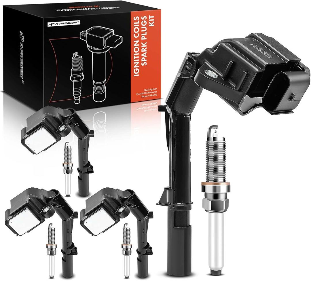 A-Premium Set of 4 Ignition Coil Pack and Iridium Spark Plugs Compatible with Mercedes-Benz C300, C350e, E300, Sprinter, GLC300, GLC350e, GLA250, CLA250, Metris, SLC300, SLK300 & Infiniti Q50, Q60