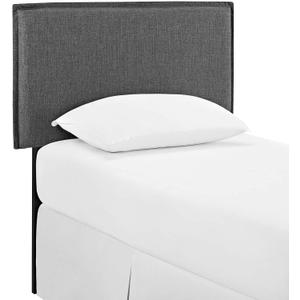 Modway Camille Linen Fabric Upholstered Twin Headboard in Gray with French Piping