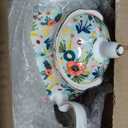 33.8 oz Porcelain Tea Pot Luxury Gold Trim Floral Ceramic Teapot Waterpot Tea Maker for Blooming Loose Leaf Tea Coffee Milk Chrismas Women Gift Housewarming Home Kitchen Dcor (Mint)