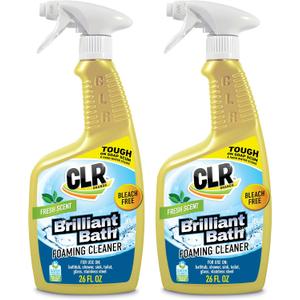 CLR Brilliant Bath Foaming Bathroom Cleaner Spray - Dissolves Calcium, Lime, and Soap Scum - Fresh Scent, 26 Ounce Bottle (Pack of 2)