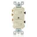 Leviton 15 Amp, 120/277 Volt, Duplex Style Single-Pole/3-Way Ac Combination Switch, Commercial Grade, Light Almond, 5241-T