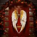 2 x 1 Pcs Christmas Angel Wing Door Sign Wooden Angel Wing Hanging Signs Christmas Winter Decorative in Memory Porch Decor for Wall Plaque for Xmas Home Wall Window Decor