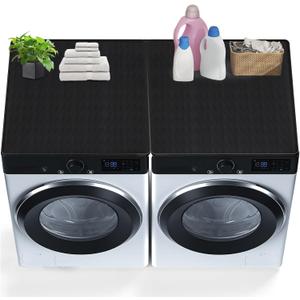 2PCS Washer and Dryer Covers for The Top, 26.77In X 26.77In Silicone Dryer Top Protector Mat, Waterproof, Scratch Resistant, Washable, Dryer Countertop for Home Kitchen and Laundry Room (Black-2Pack)