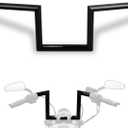 WOWTK 1" 25mm Z Bar - 8" Rise Handlebar w/Pre-Drilled Holes Universal For Harley,Honda, Yamaha, Suzuki, Kawasaki, Most Motorcycle Chopper Cruisers Bobber Bike Cafe Racer,any custom applications
